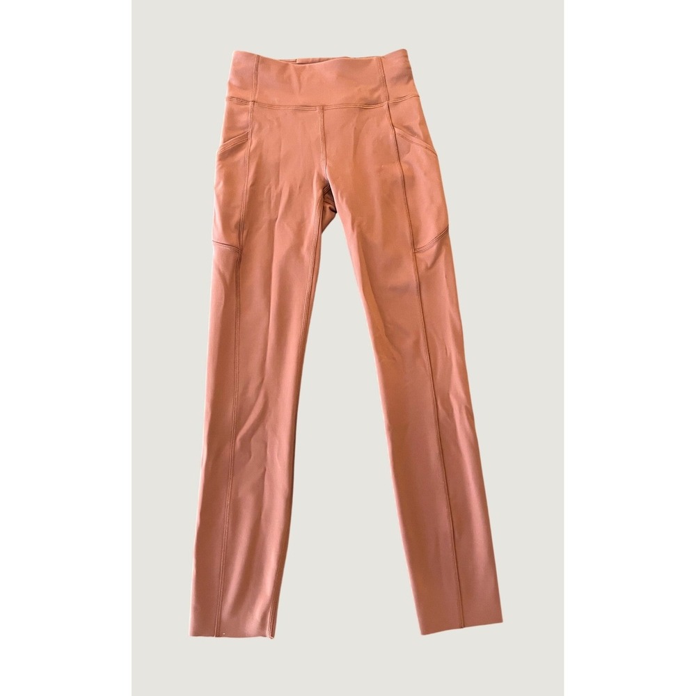 Lululemon Fast and Free Tight Women 4 Clay High-Rise 25" Pockets 1697